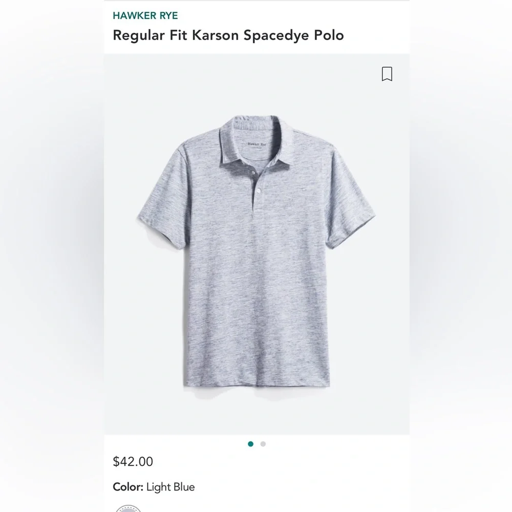 Hawker Rye Men’s Regular Fit Karsons Space Dye Polo Size Medium - Picture 4 of 4